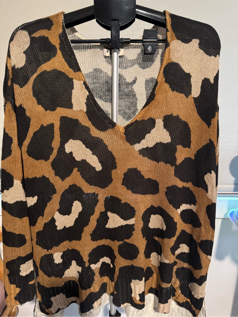 Show Me Your MuMu Leopard Print V-Neck Sweater - Brown, Black, Cream
